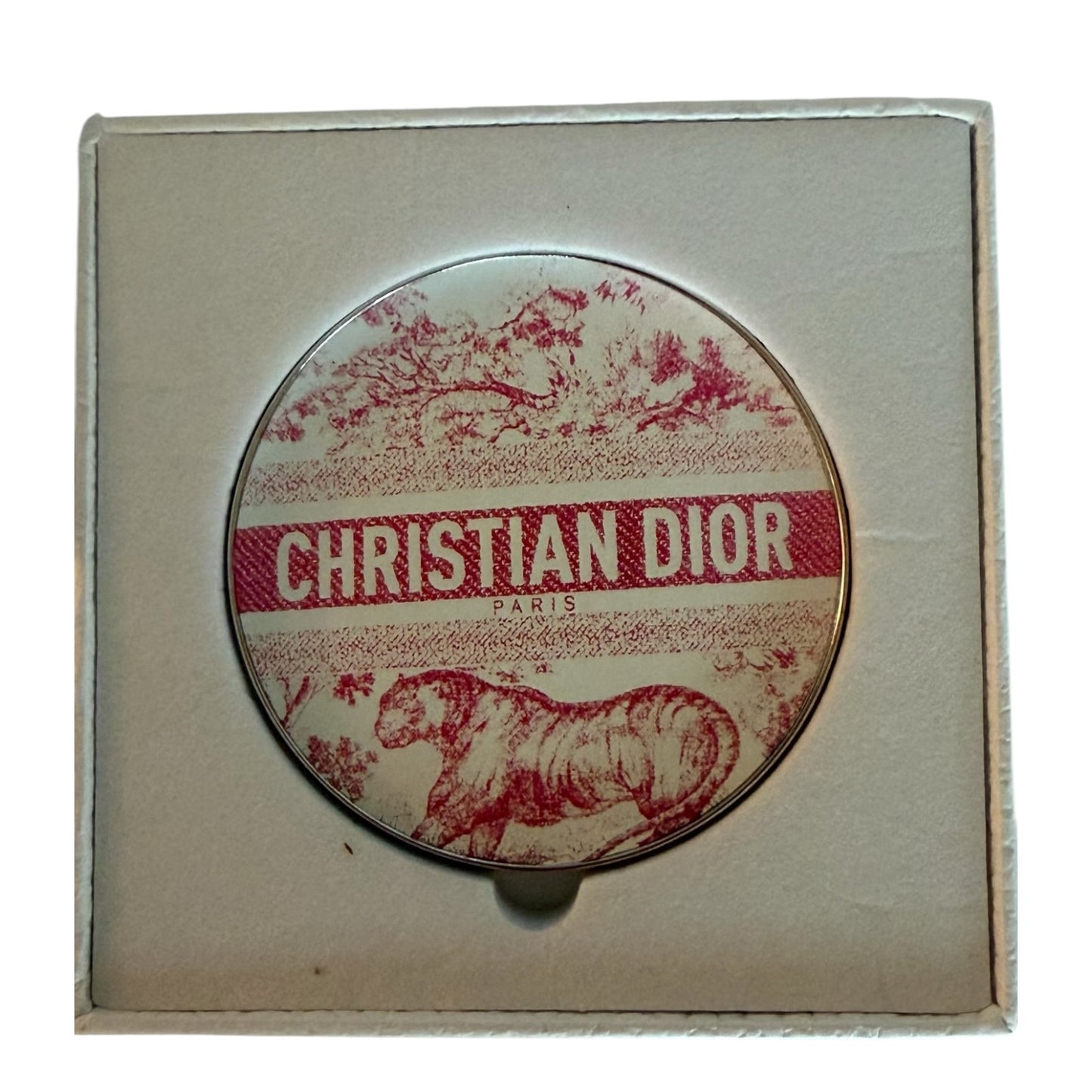 Christian Dior Paris Pocket Mirror Compact Toile Tiger Design – New in Original Dior Packaging