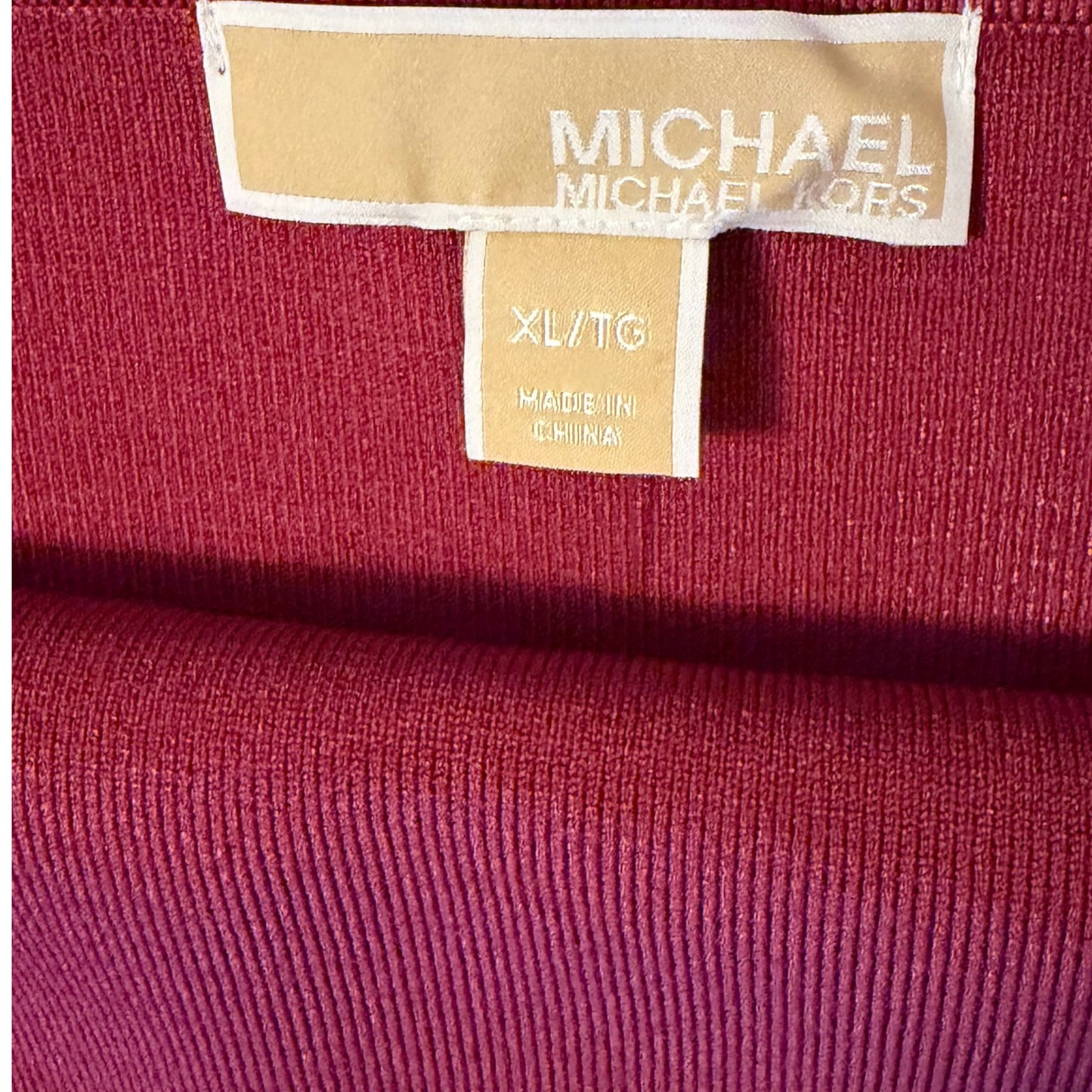 Michael Kors Ribbed Bodycon Mini Dress Deep Mulberry XL NWT