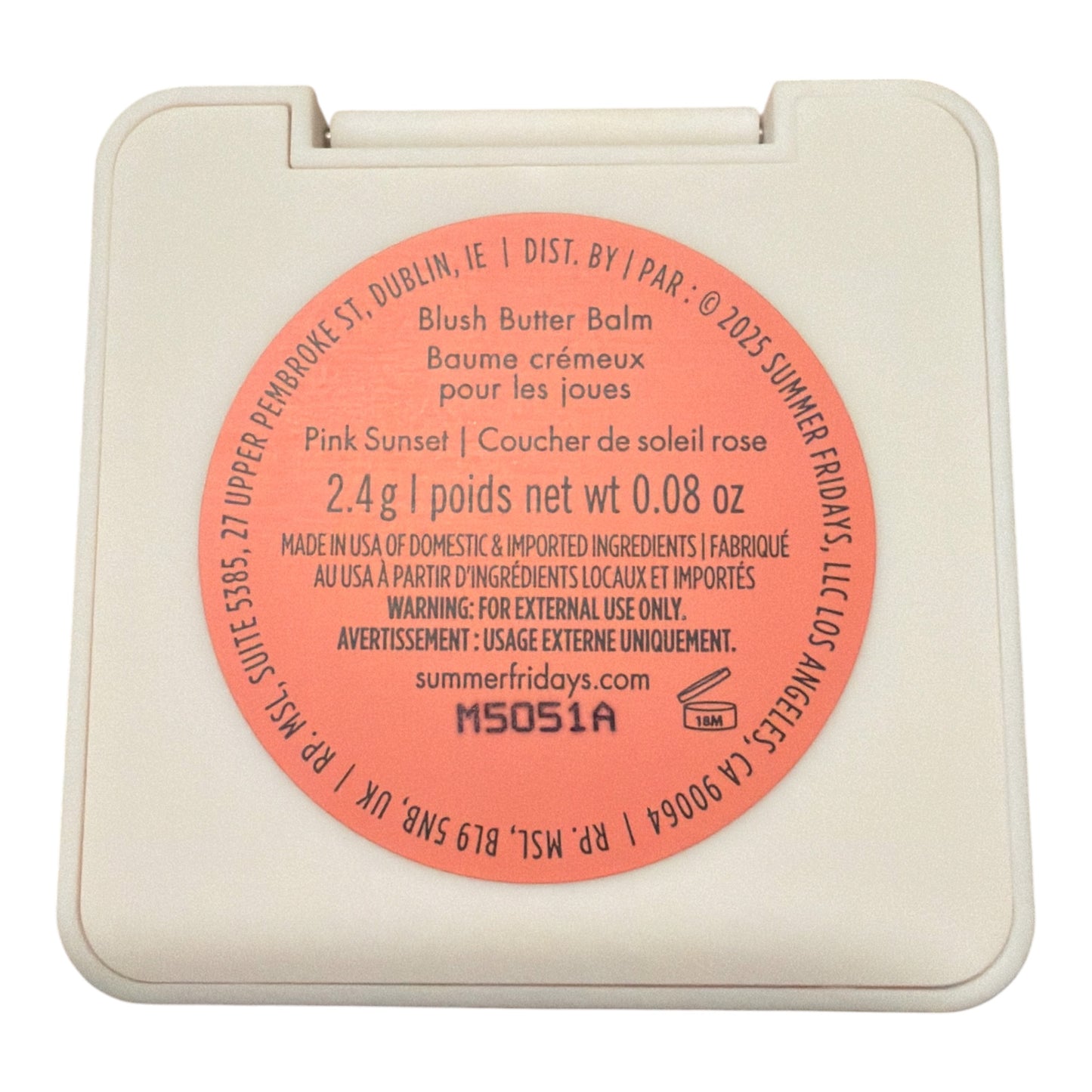 Summer Fridays Blush Butter Balm in Pink Sunset Cream Blush 2.4g Full Size NIB