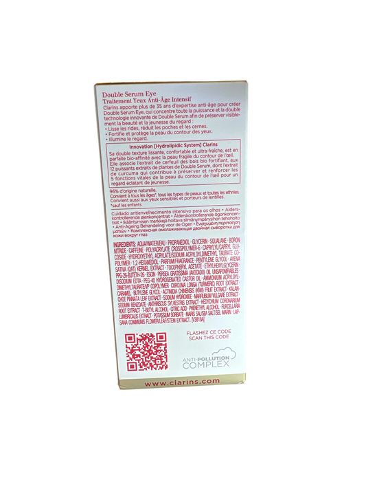 CLARINS PARIS Double Serum
[Hydrolipidic System] Eye Treatment 
Anti-Âge Intensive Global Age Control (0.6 Oz.)