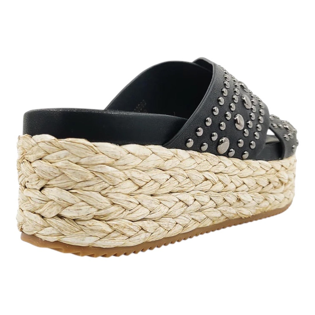 ShuShop platform espadrille slip on sandal with studded top