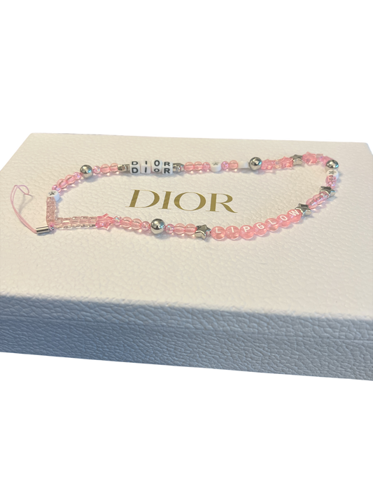 Dior Pink and Silver Phone Chain - Bag Charm