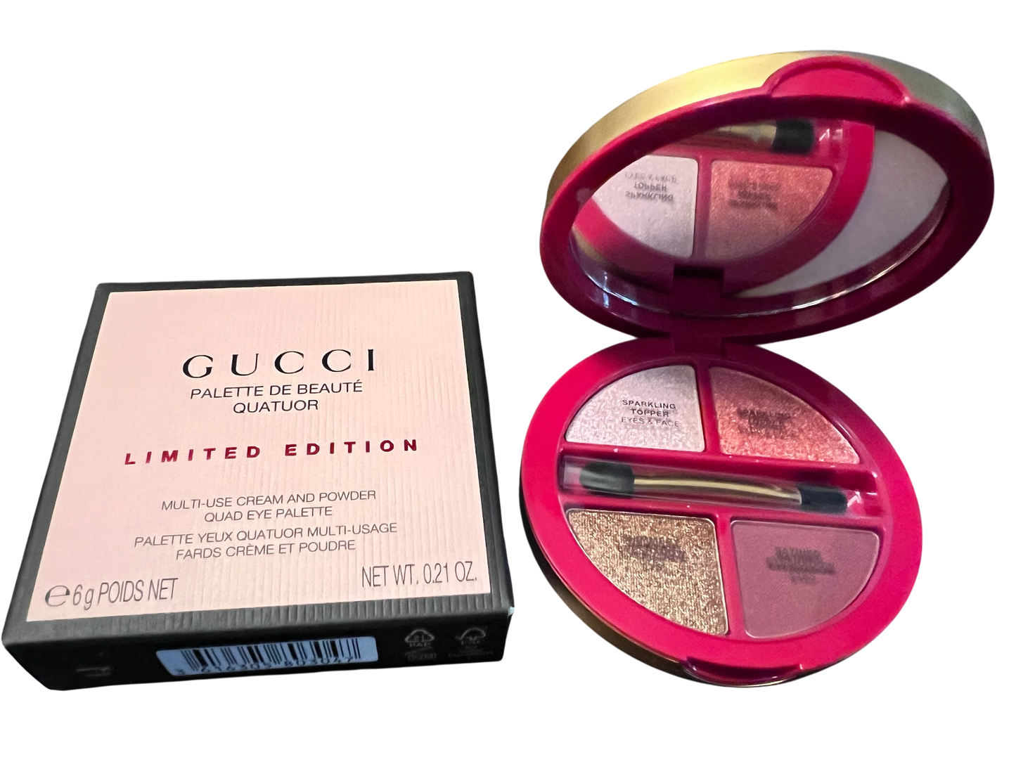 Gucci Limited Edition Eye Shadow Palette De Beauté Quatuor, 04 Festive Glow (New in box .21 Oz.)