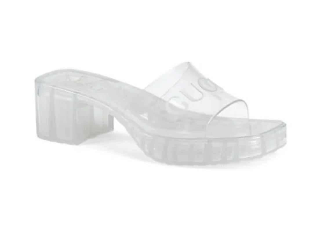 GUCCI slide platform sandal clear size 8