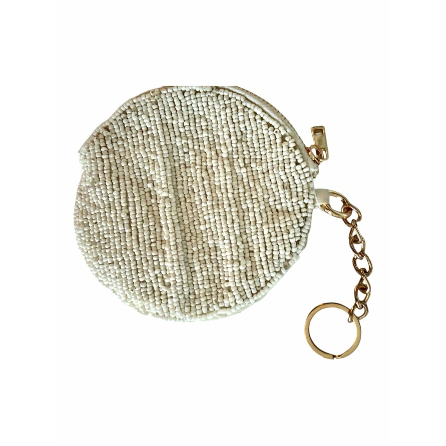 Beaded Lemon Coin Purse Round Zip Pouch Keychain Wristlet Style NWT Summer