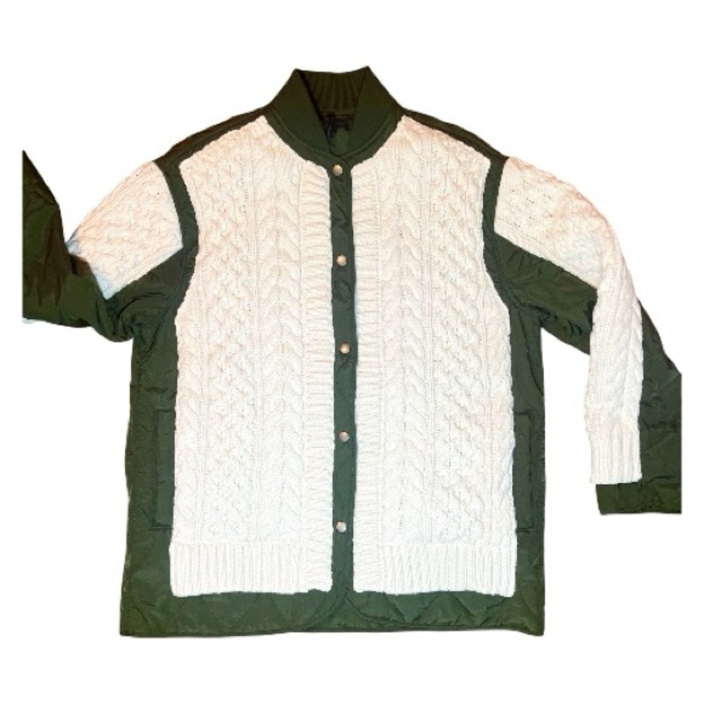 NWT Rag & Bone Winnie Mixed Media Jacket - Cream & Olive Woman’s size Med