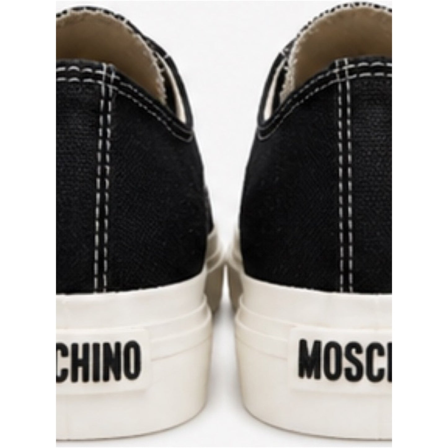 Moschino Couture Milano Platform Sneakers Black Canvas Low Top NIB $560 Size 37