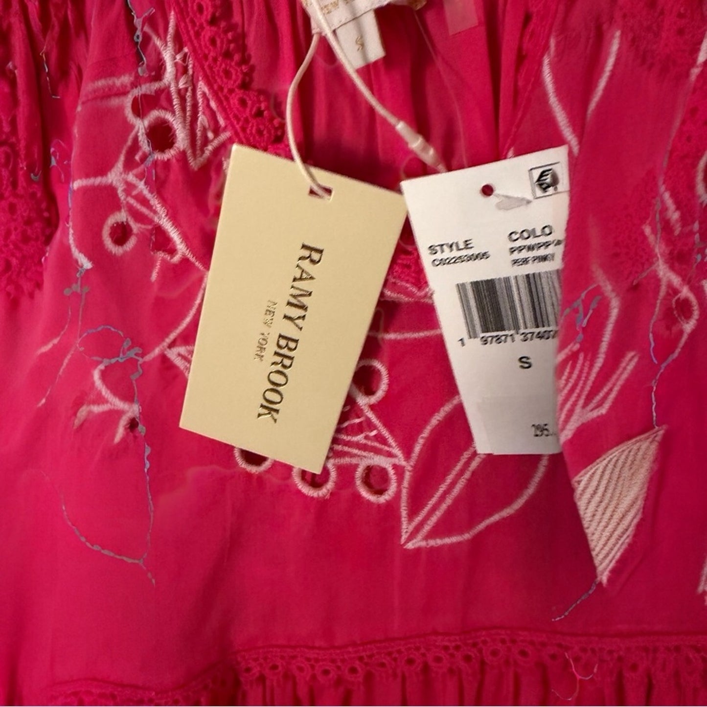 Ramy Brook Makenzy Dress - Embroided Pink Mini Dress Size Small
