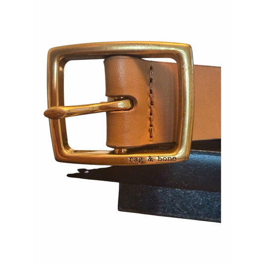 Rag & Bone NEW Genuine Leather Belt Tan Gold Brass Buckle Small