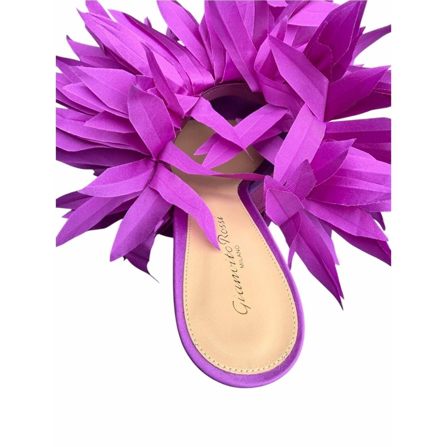Gianvito Rossi Daniah Orchid Floral Satin Mules Size 39 NIB