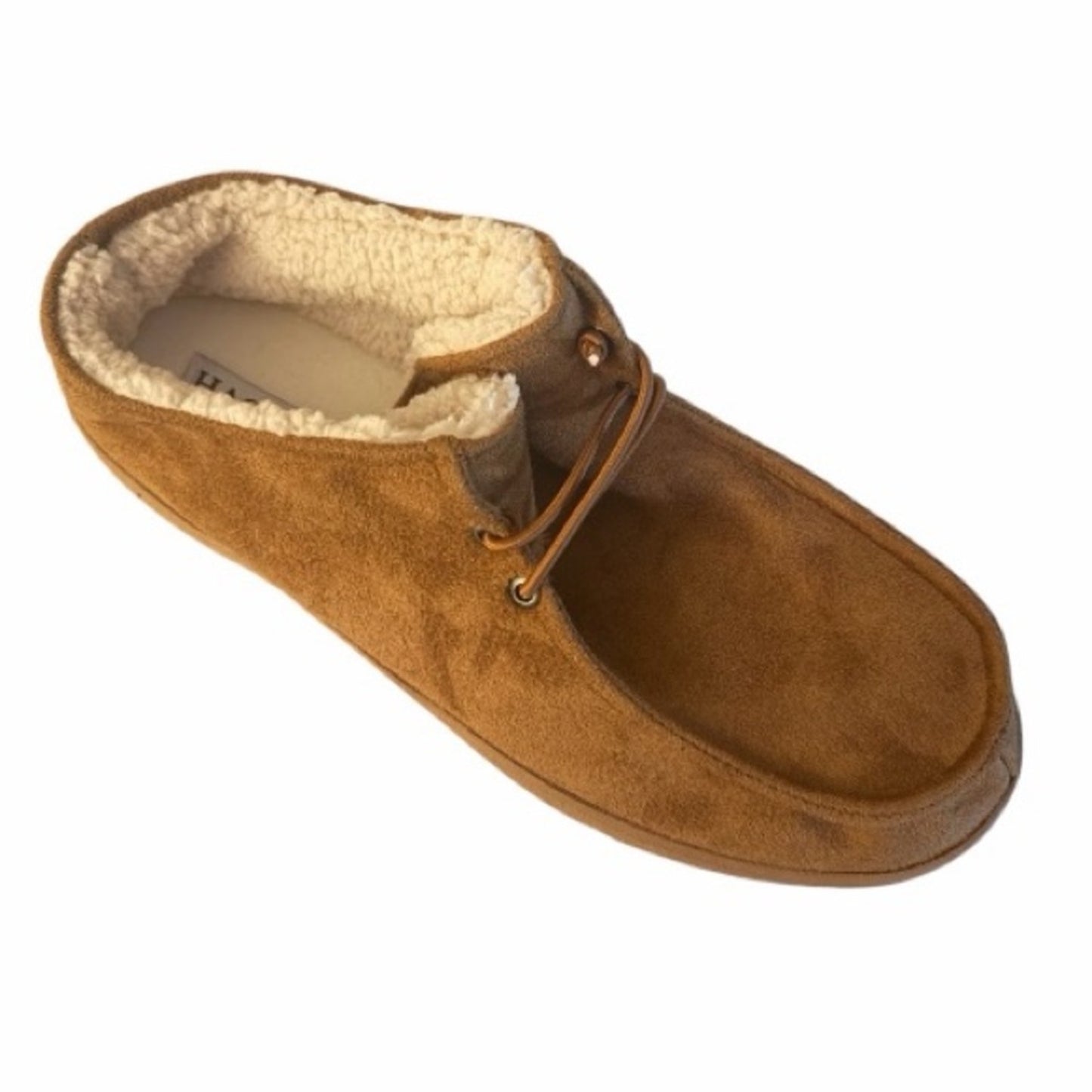 Haggar Men’s Memory Foam Chukka Slippers Tan Microsuede Size 8–9 NIB