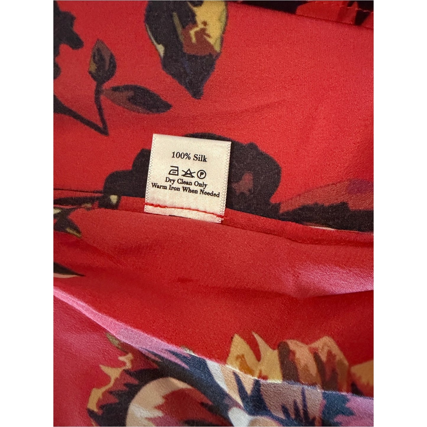 We Are Leone Silk Maxi Dress Duster Red Floral Peony Contrast NWT S/M Boho