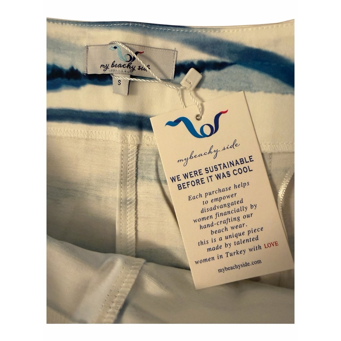 My Beachy Side Beaded Shorts Blue White High Rise Anthropologie Boho NWT Small