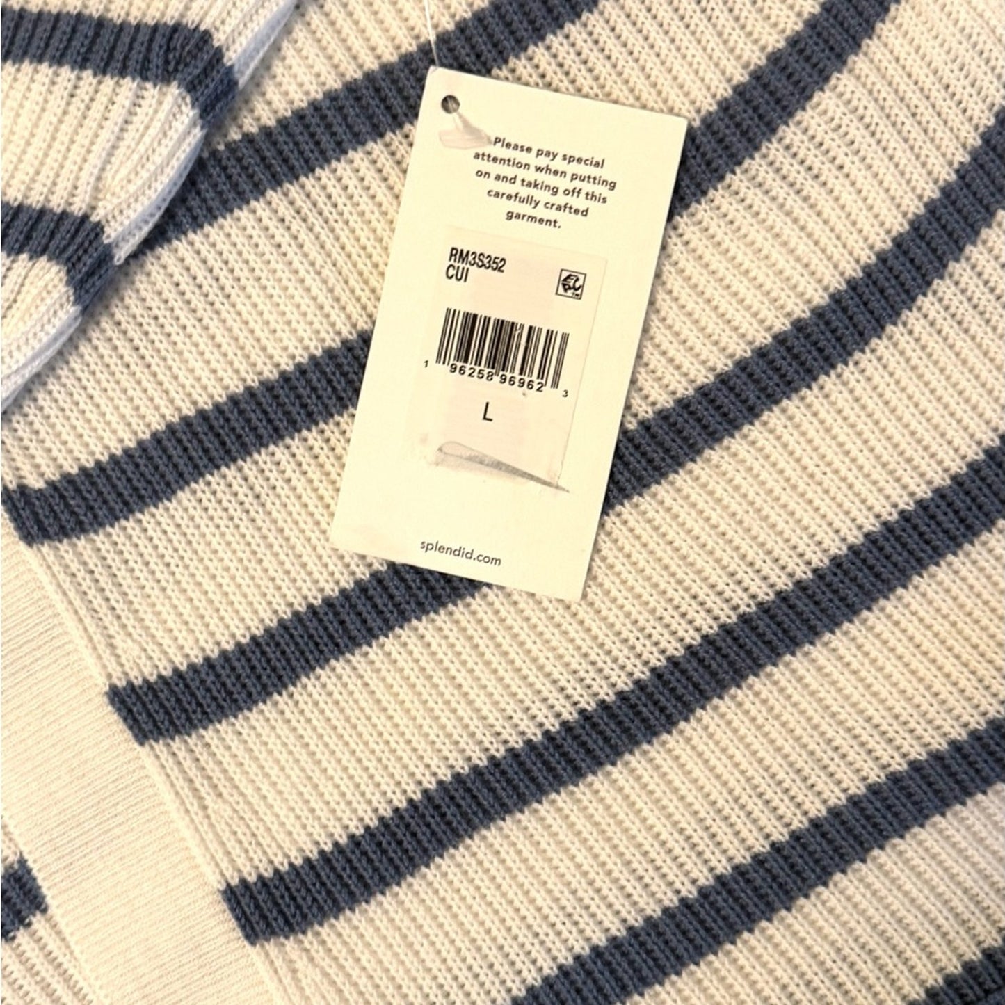 Splendid Collections Luna Striped Cardigan Long Sleeve Blue /White Size L