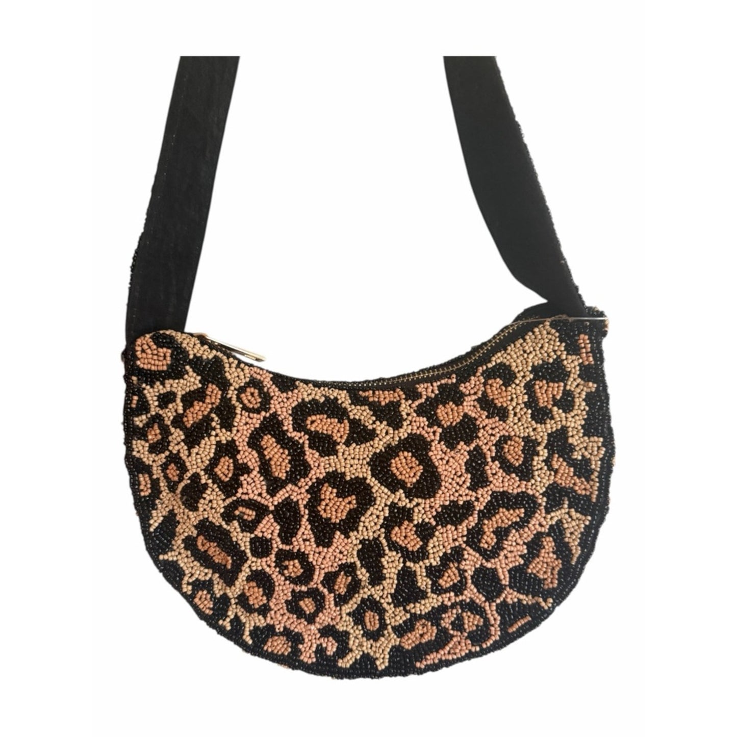Leopard Beaded Shoulder Bag Y2K Mini Hobo 9x6x3 NWT