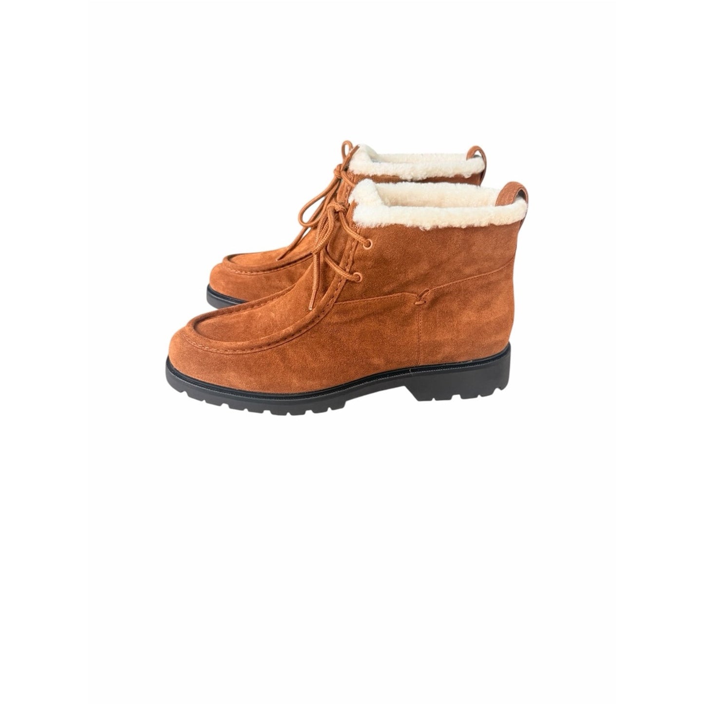 Vince Sierra Lace-Up Suede Boots Elmwood Shearling Lined NIB Sz 9