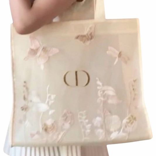 Dior Butterfly Embroidered Tote Bag Floral Mesh NEW