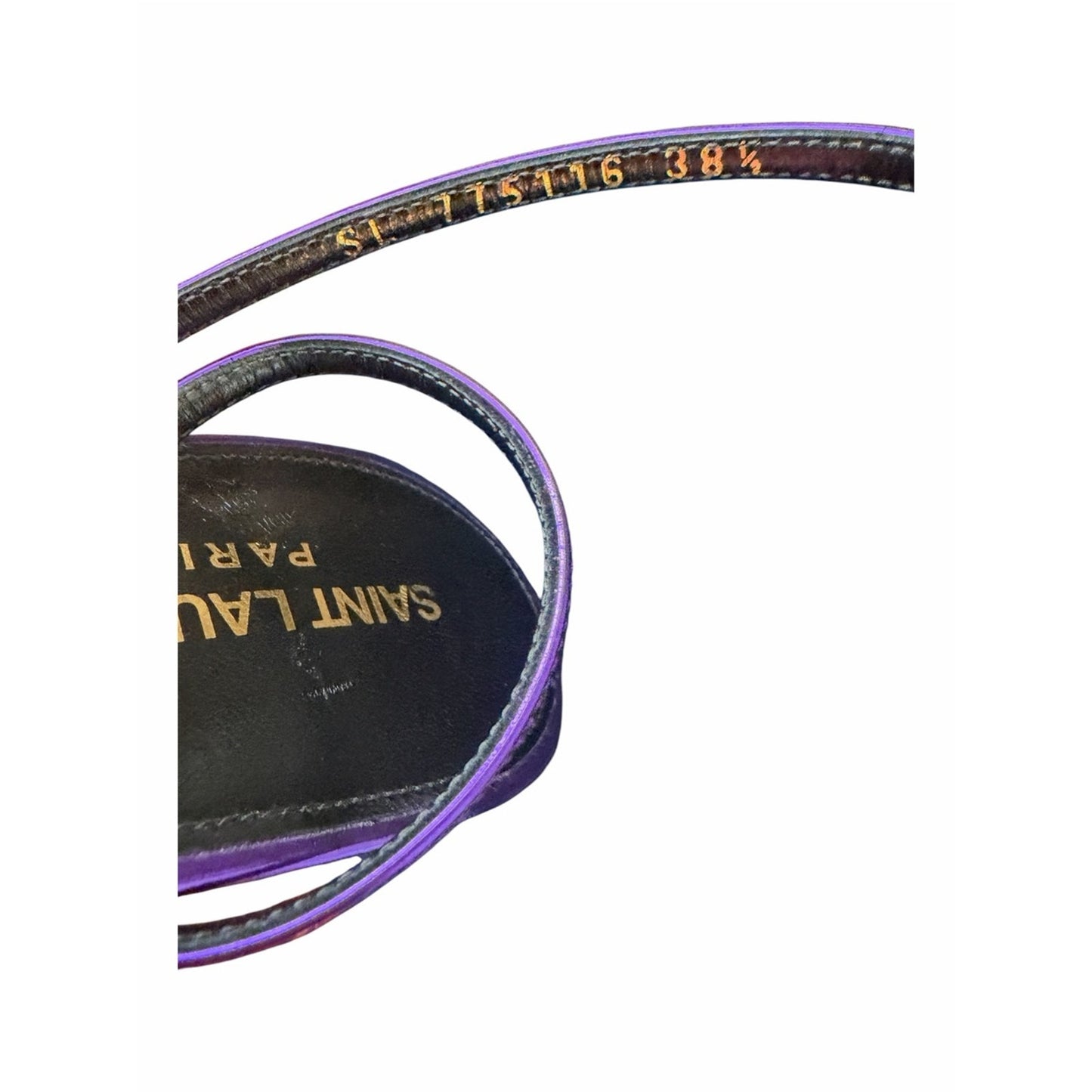 Saint Laurent Kitty 75 Metallic Plum Violet Sandals Heels 38.5 NIB