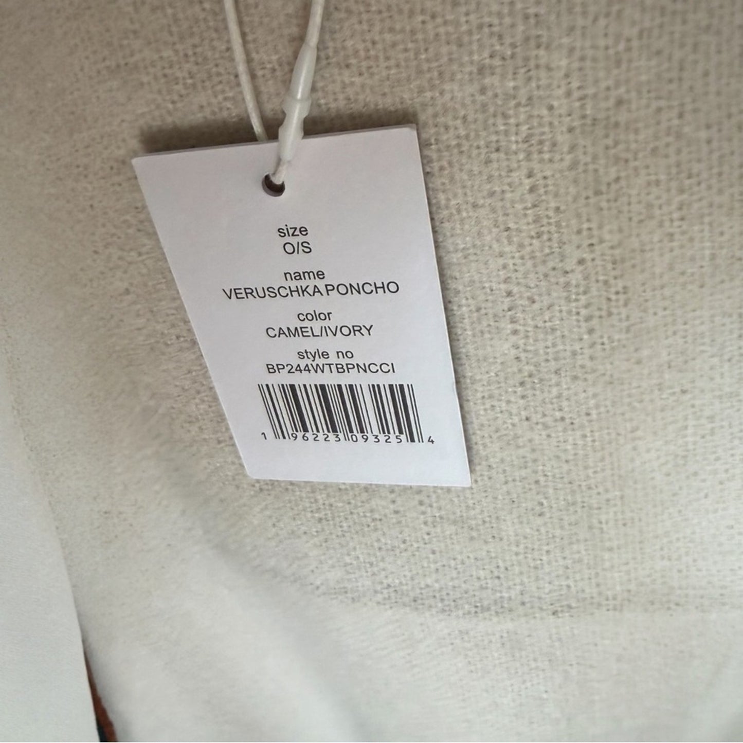 NWT Ted Baker Veruschka Reversible Poncho Wrap Camel Ivory Fringe OS