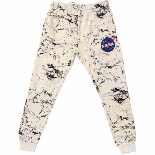 NASA WHITE W/ BLACK PAINT SPATTER - NAVY YARD MEN’s MED JOGGERS-SWEATPANTS NWT