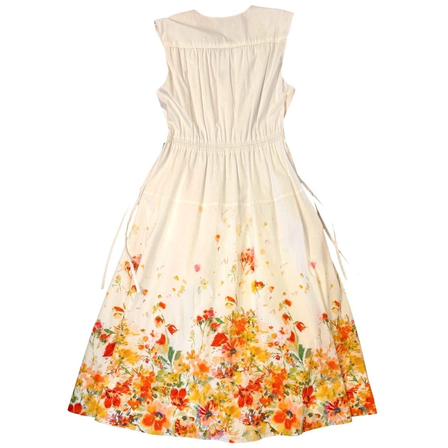 Derek Lam 10 Crosby NWT White Papaya Multi Floral Cotton Maxi Dress Size 8