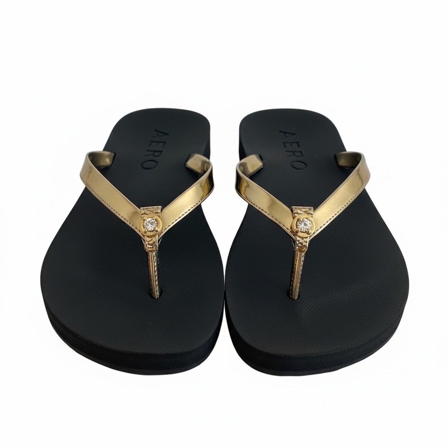 Aerosoles Jace Gold Mirror Flip Flop Sandals 9.5M Comfort Thong NWT