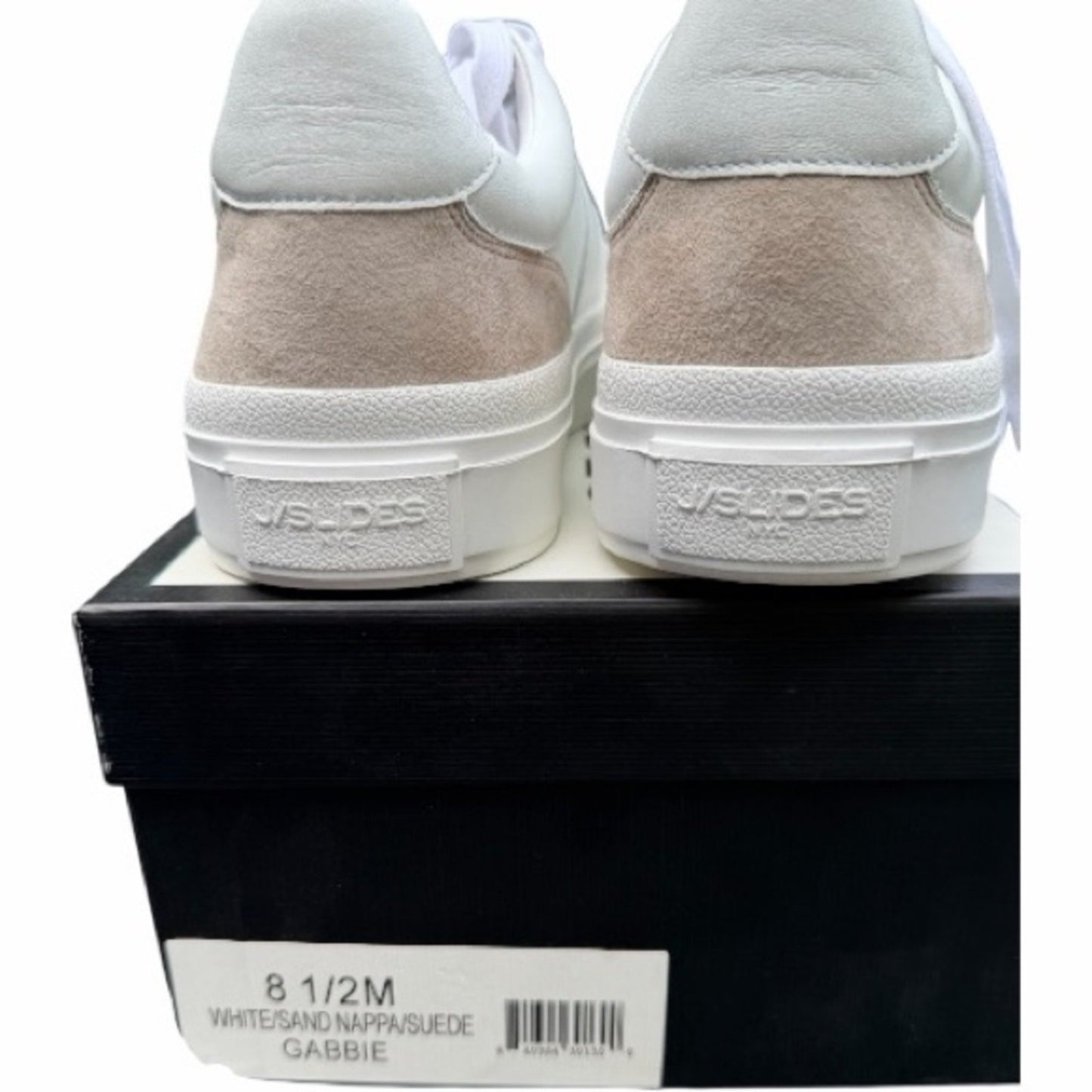 J/Slides White and Tan Sneakers 8.5 Gabbie NIB