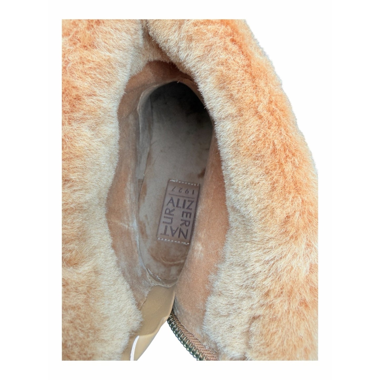 Naturalizer Sense Water Repellent Suede Faux Fur Boots Golden Caramel Size 9 NIB