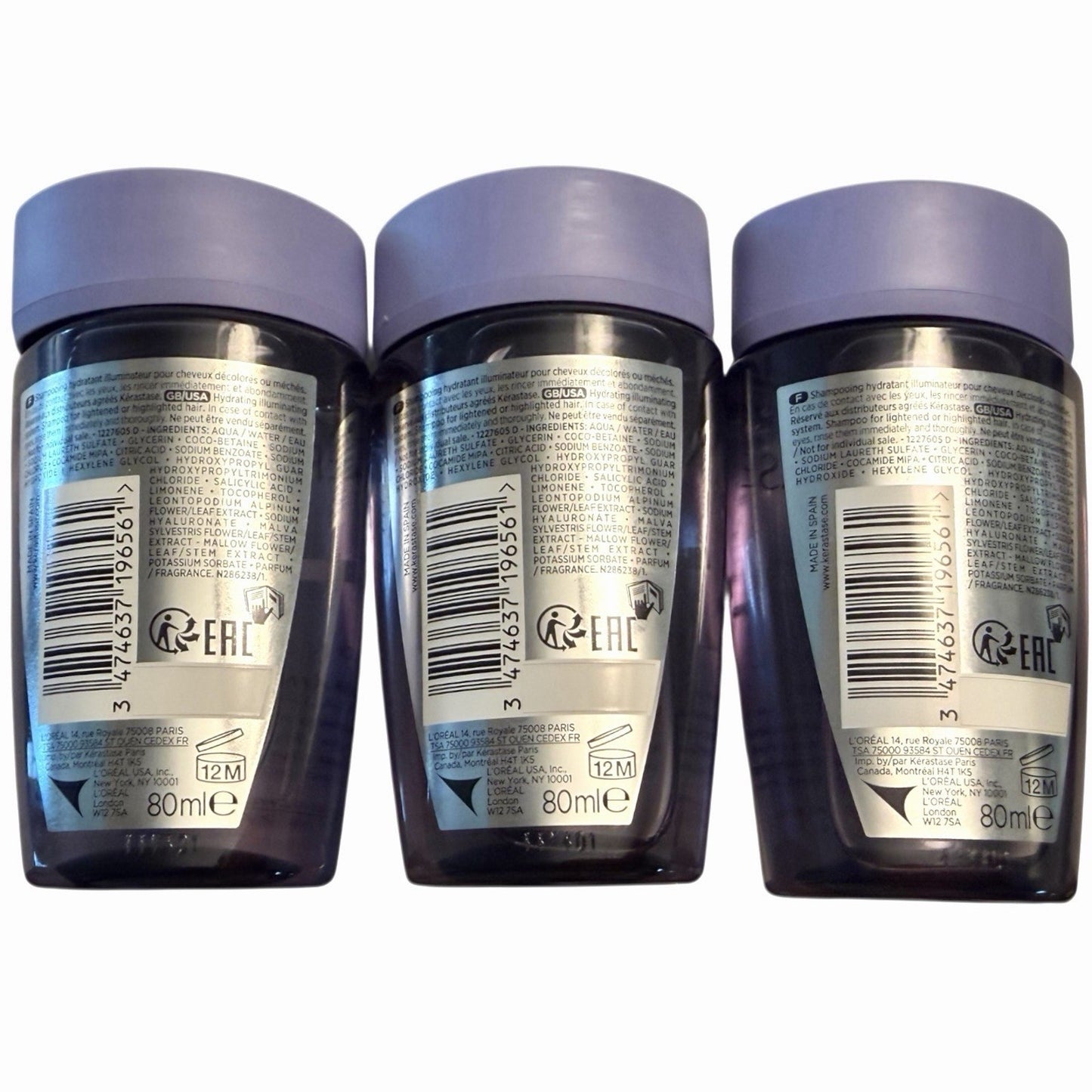 Lot of 3 Kerastase Blond Absolu Bain Lumiere Shampoo 80ml Travel Size Brand New