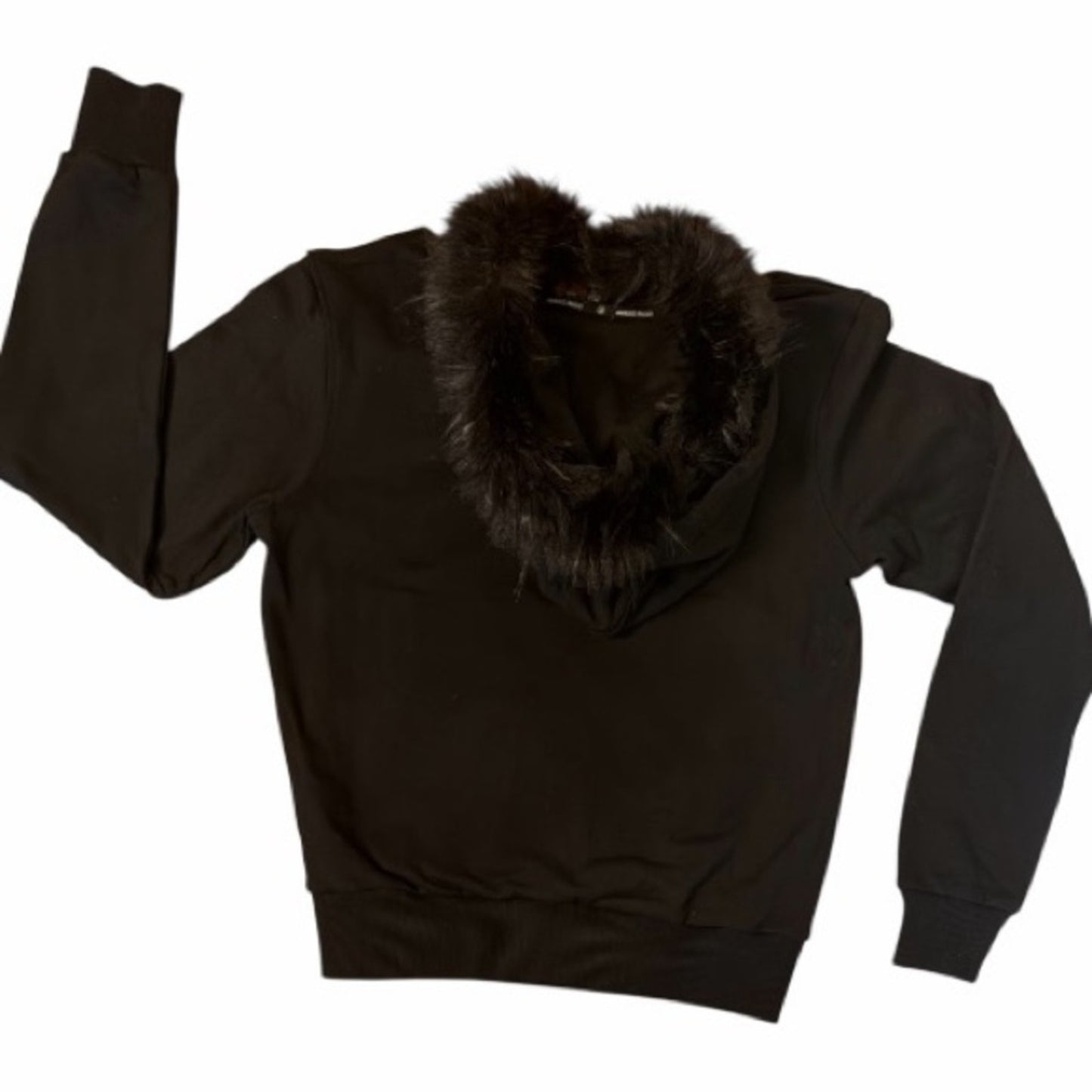 Opening Ceremony Black Zip Up Hoodie w/ Faux Fur Women’s Med