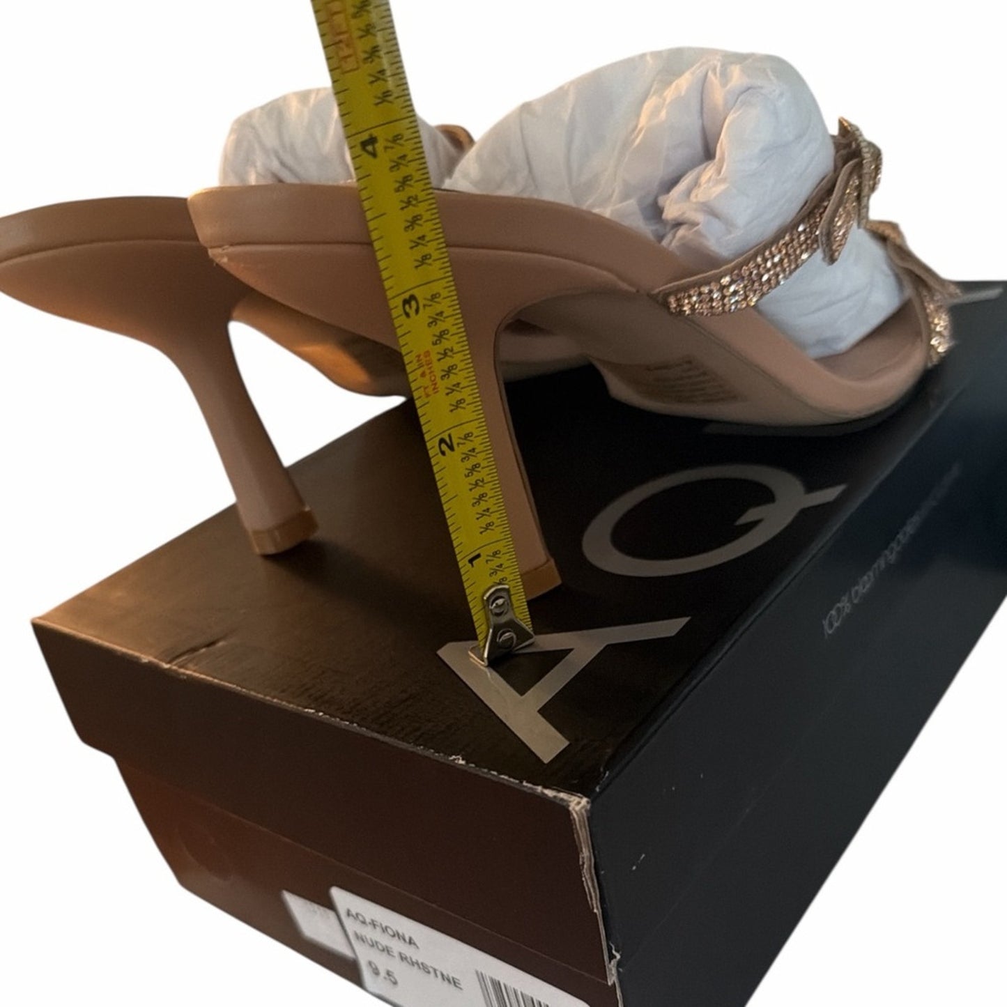 Aqua Fiona Nude Rhinestone Strappy Heels Size 9.5