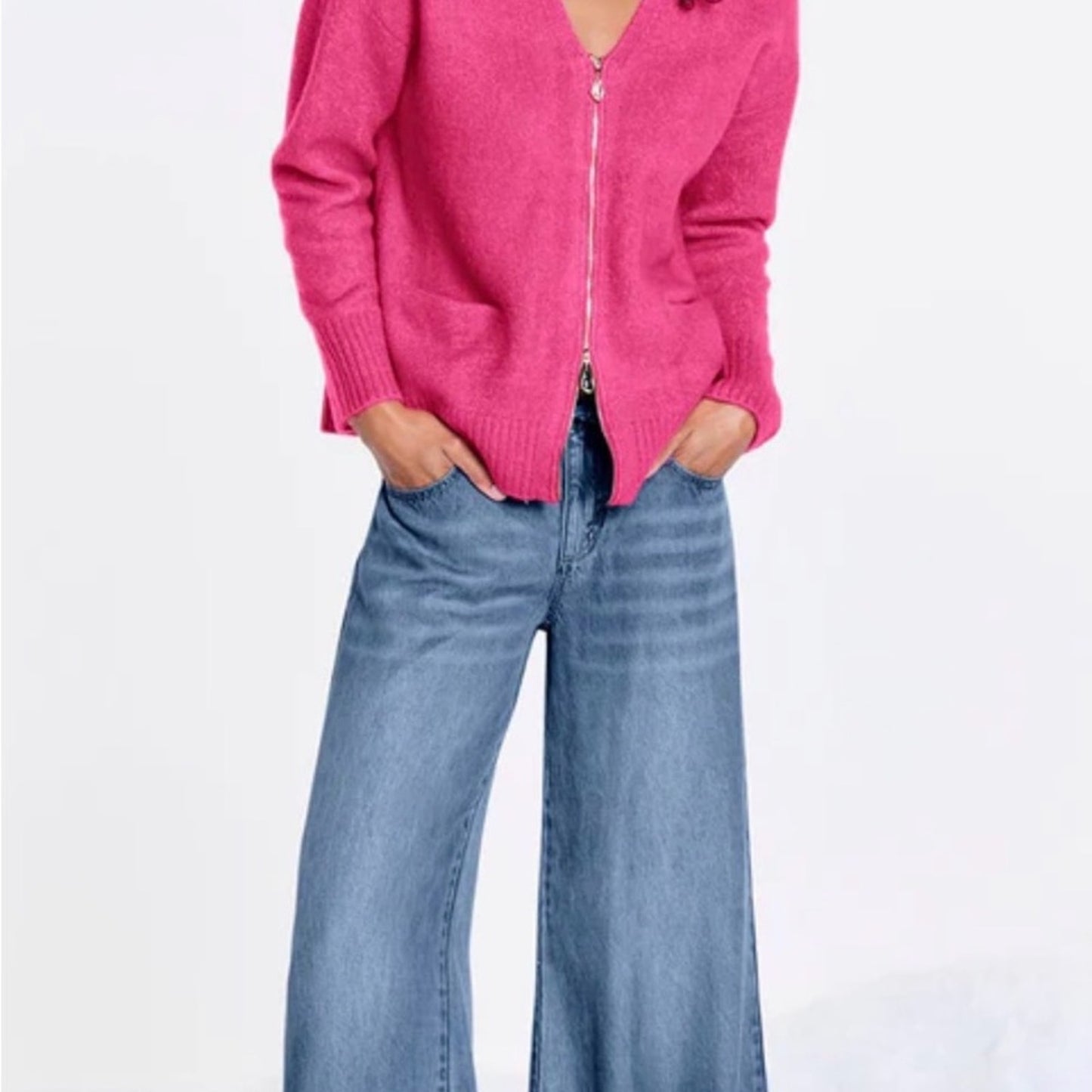 Splendid Zeena Zip-Up Cardigan — Pink — Size M — NWT