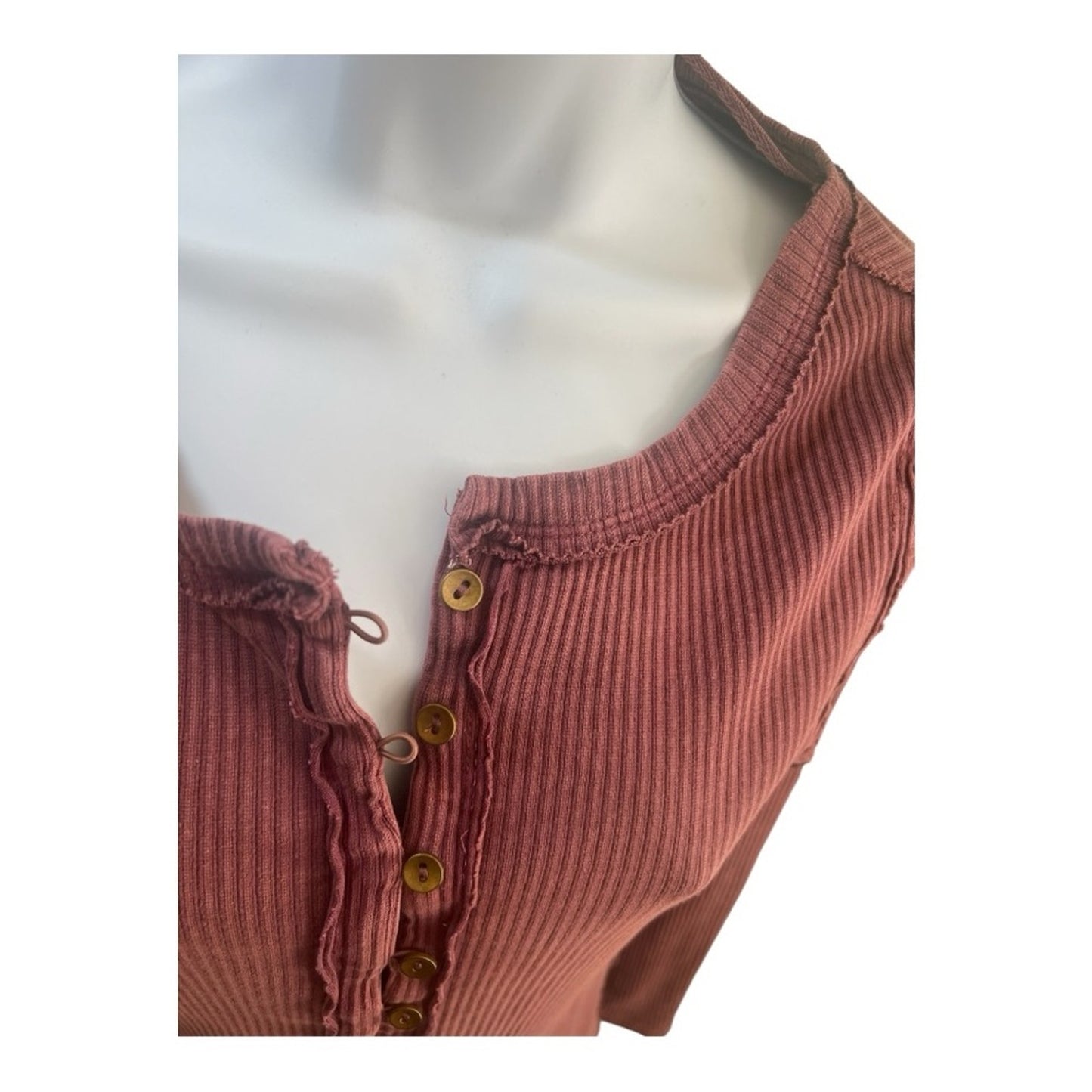 Free People Ribbed Mauve Button-Up Sweater Women's Large NWT