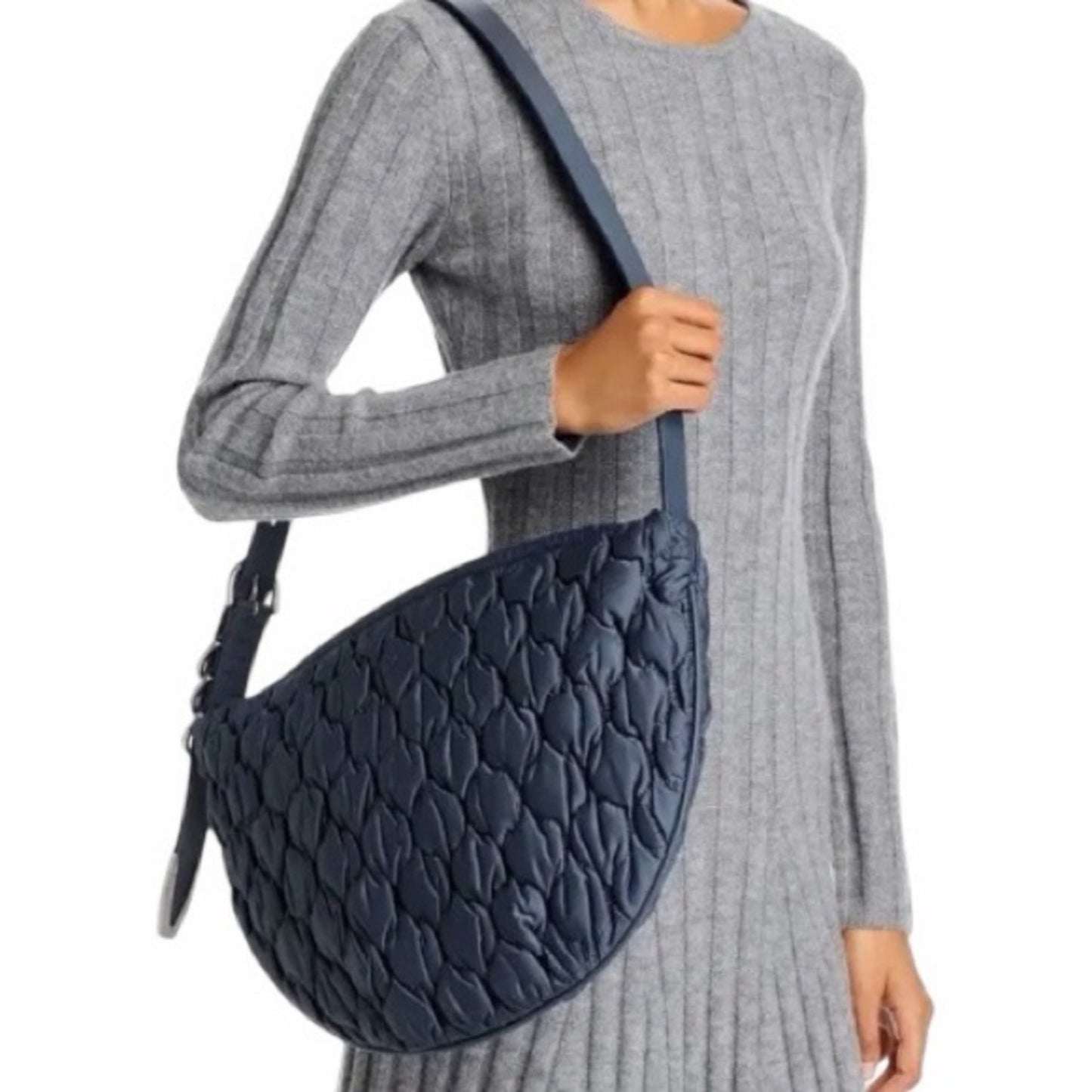 rag & bone Quilted Spire Mini Hobo Bag - Slate NEW