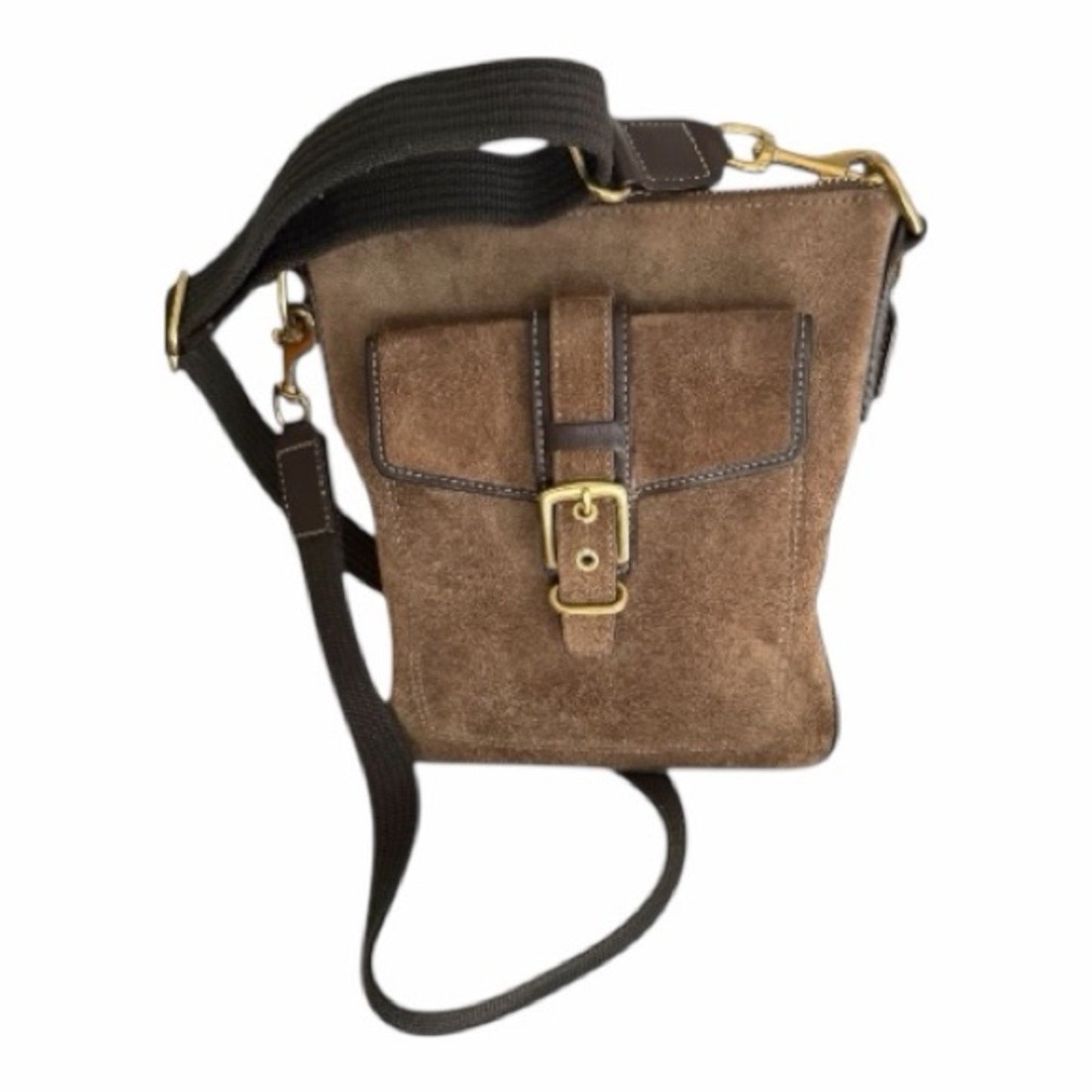 Vintage Coach Brown Suede Crossbody Bag Adjustable Strap
