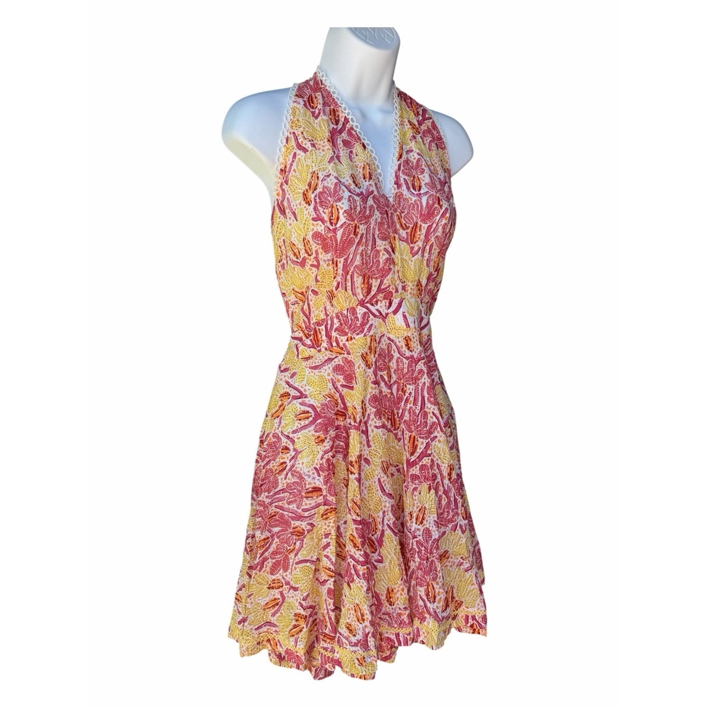 Poupette St Barth Beth Mini Dress Backless Tropical Resort Halter L New