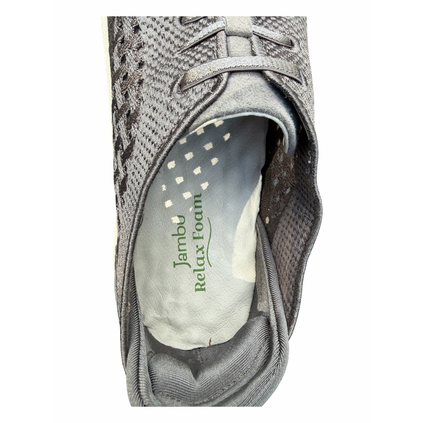 Jambu Lilac Charcoal Leather Knit Elastic Lace Comfort Travel Sneakers 8.5 NIB