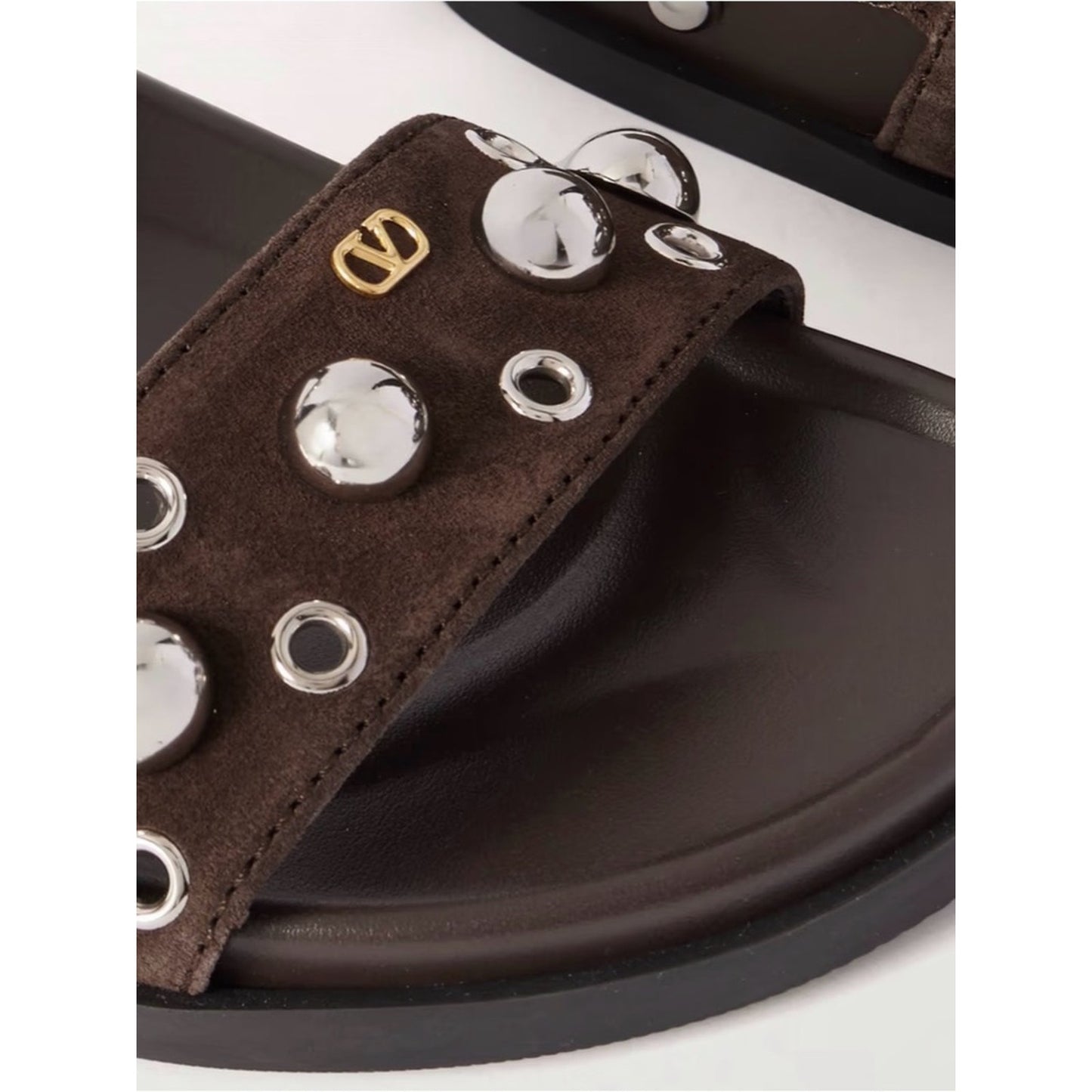 Valentino Garavani Nellcôte 20 Brown Studded Suede Sandals 37.5 NIB