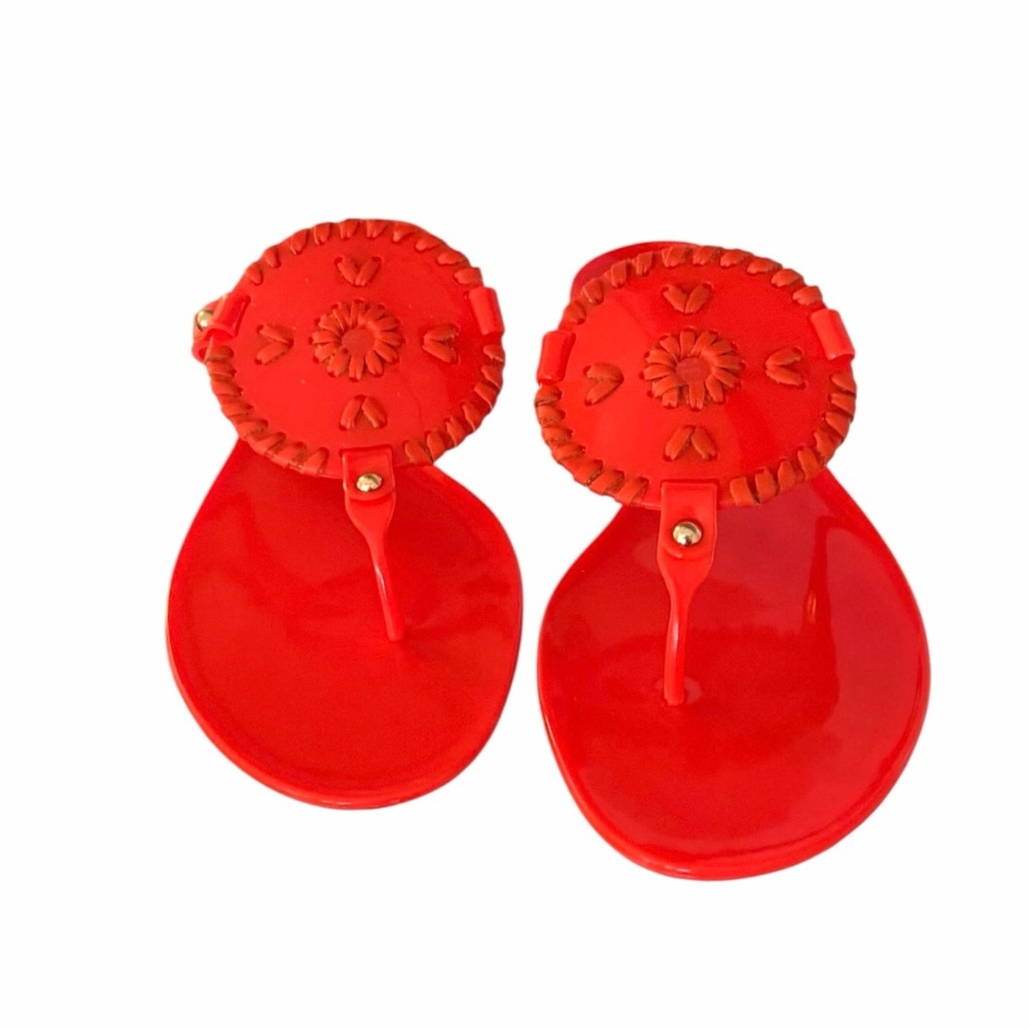 Jack Rogers Collins Jelly Sandals Coral PVC Medallion Flip Flops Size 10 NIB