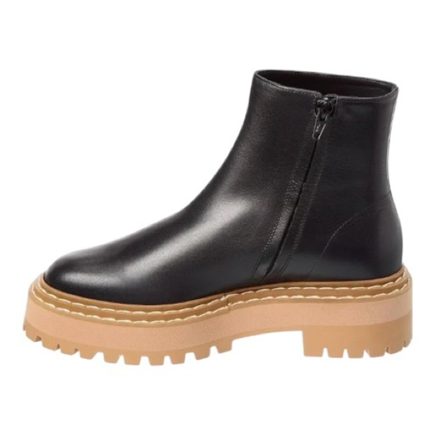 Proenza Schouler Black Lug Sole Leather Ankle Size 7 Boots NIB