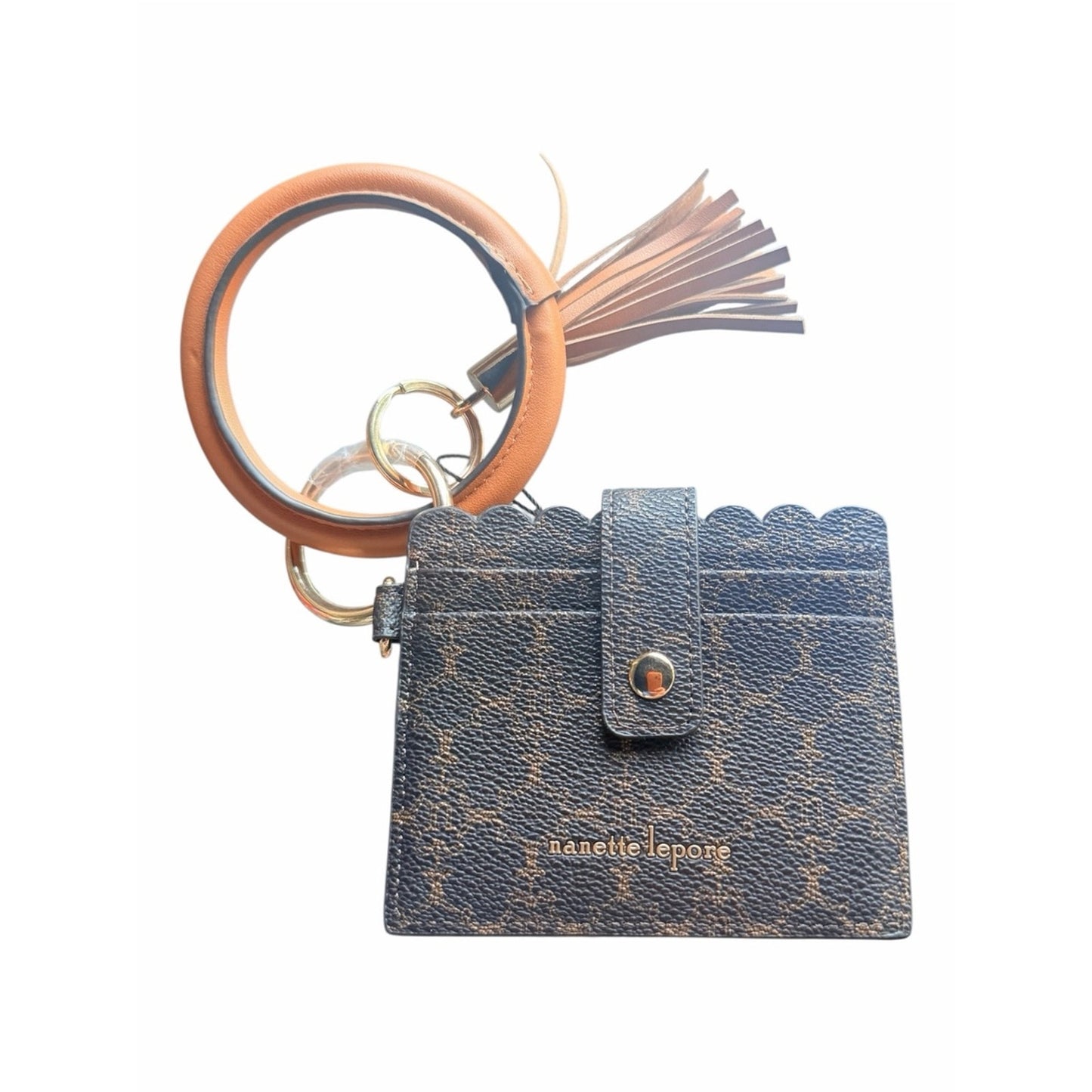 Nanette Lepore Alli Logo Card Holder Wallet Wristlet Bangle Brown NWT