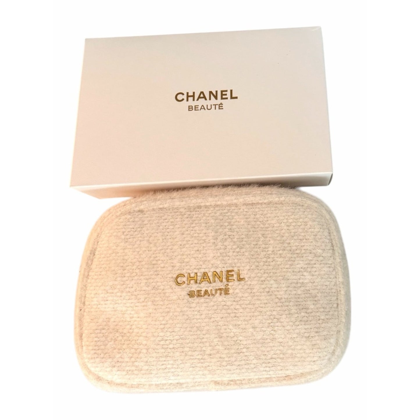 Chanel Beauté Tweed Cosmetic Bag w/ Box + No.5 Sample NWOT Giftable Luxury Pouch