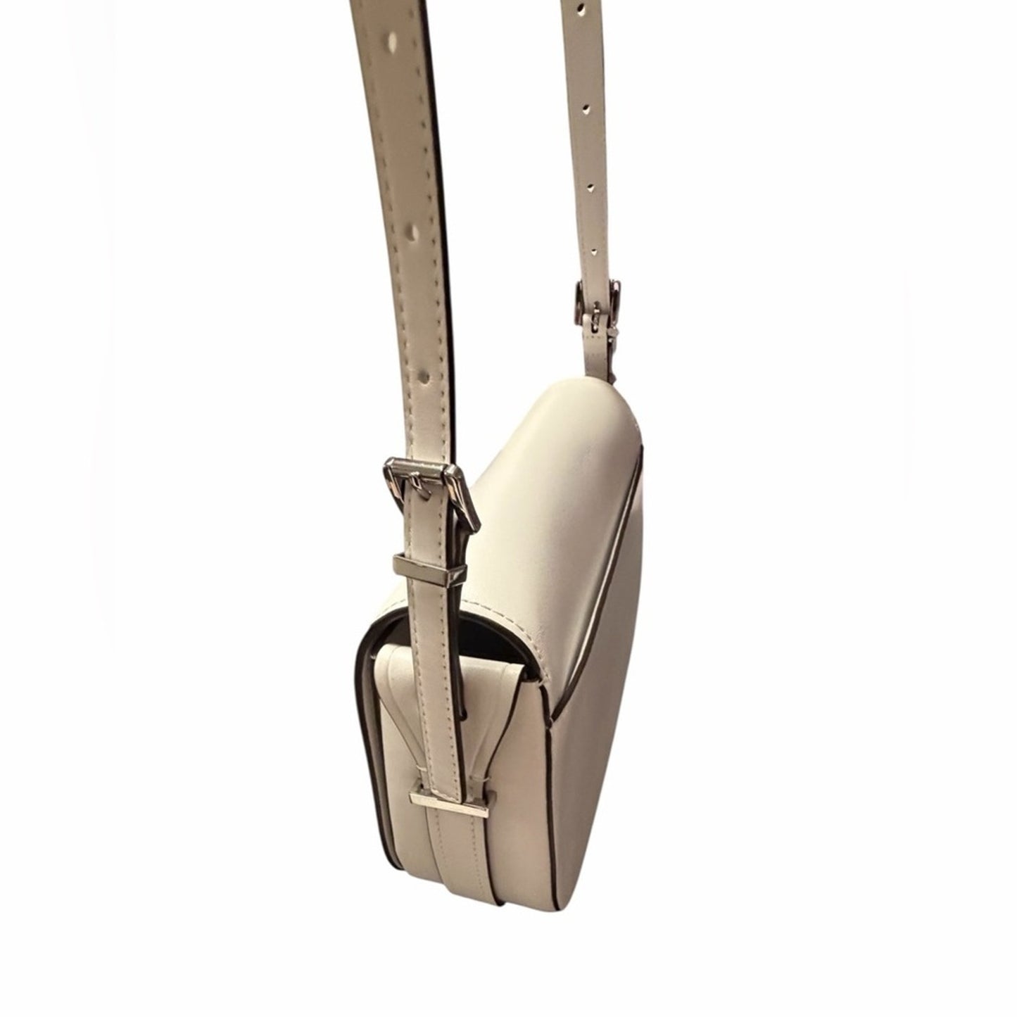 Michael Kors Lydia Medium Flap Messenger Crossbody Bag Optic White Leather NWT