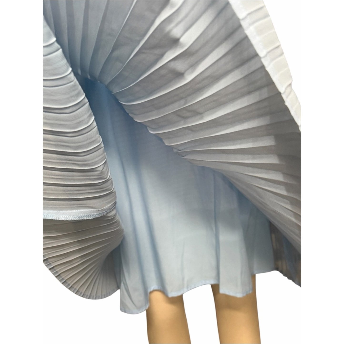 NWT Hermoza Corinne Pleated Halter Shift Dress | Blue Moon | Medium | MSRP $258