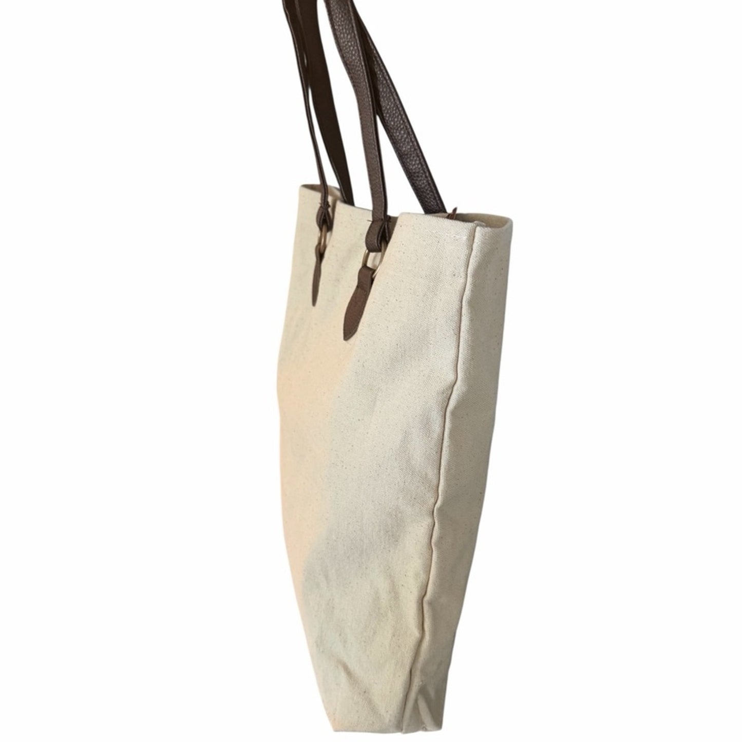 Billie Eilish “Eilish” Cotton Canvas Tote Bag Brown Faux Leather Handles