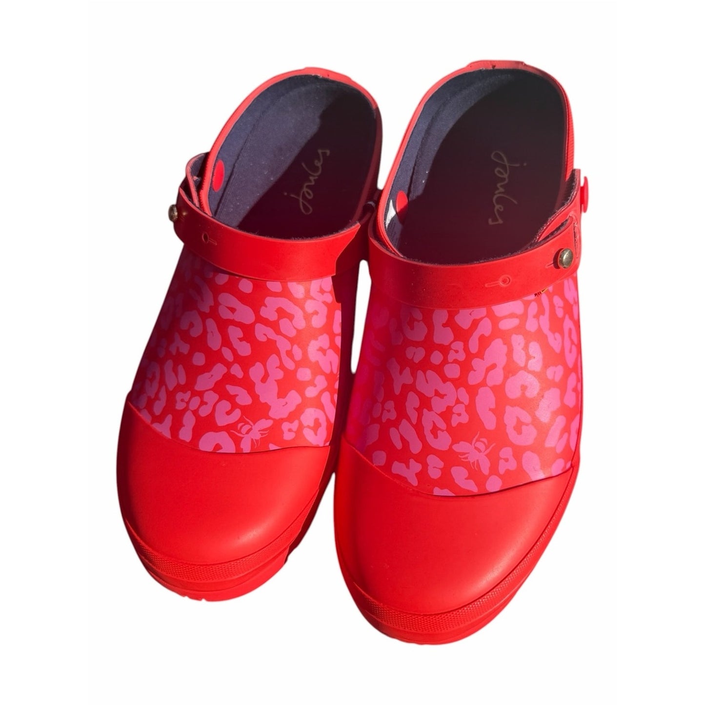 Joules Welly Clog Red Leopard Print Rain Garden Clogs NWT Size 8