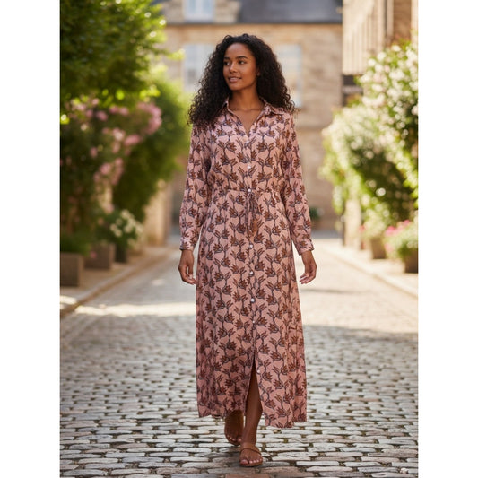 OMIKA Handmade Floral Button Front Maxi Dress Boho Anthropologie Style Small