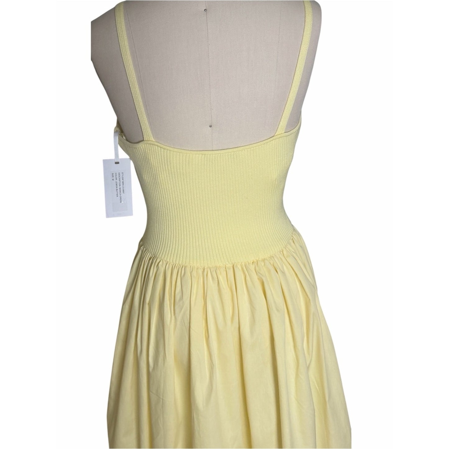 Torn by Ronny Kobo Monica Dress Lemon Butter Rib Knit Poplin Midi Dress NWT Size M