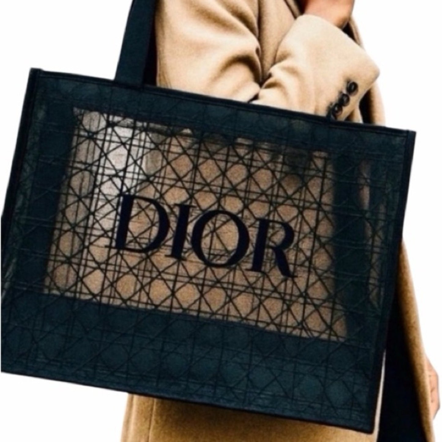 Dior Black Mesh Cannage Tote | Large Boutique Collector Bag | New in Packaging