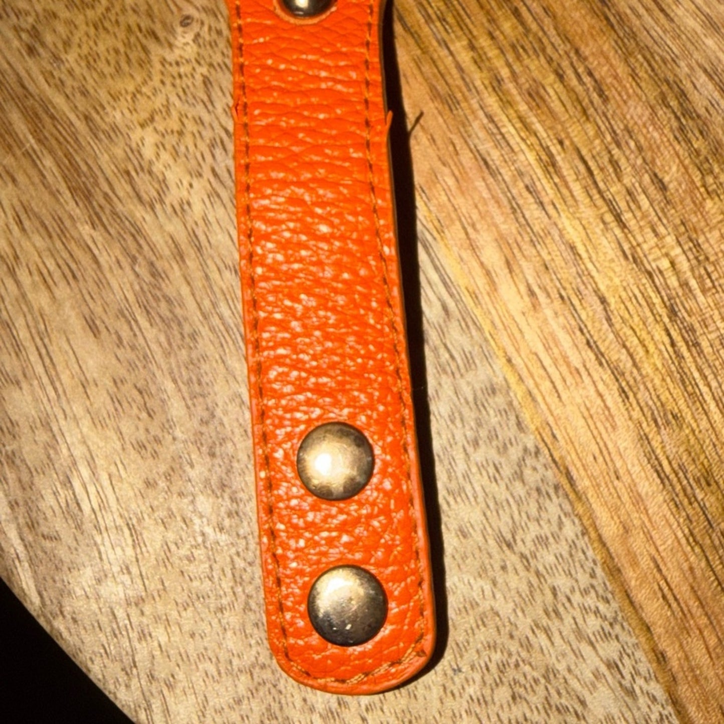 Vintage Tory Burch Orange Leather Cuff Bracelet Gold Tone Hardware